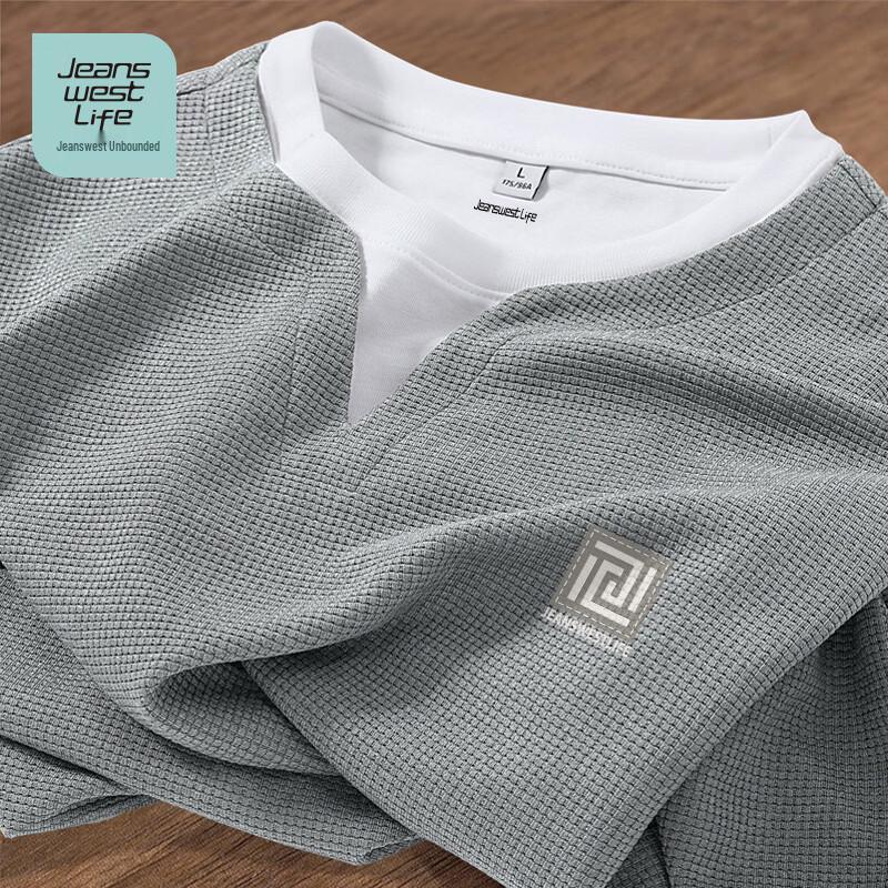 JEANSWEST LIFE Men s Waffle Knit Long Sleeve T-Shirt L