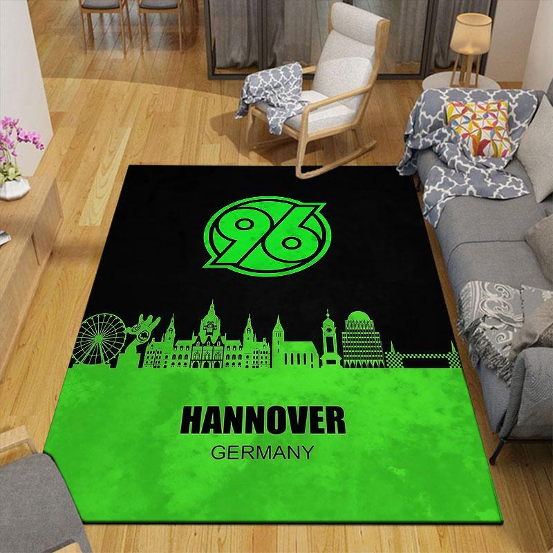 Hannover 96 Flannel Printed Carpet, Home Sofa Decoration for Living Room & Bedroom, Non‑Slip Play Flannel Floor Mat for Game Room