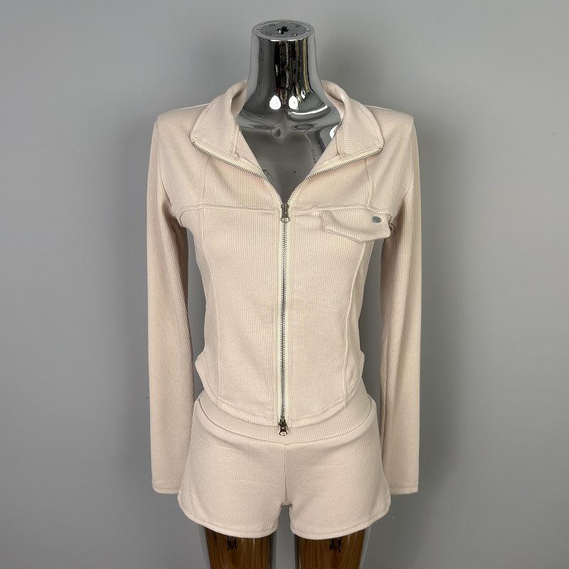 

South Korea Slim Fit Pure Desire Long Sleeve Hoodie & Shorts Set for Women One Size