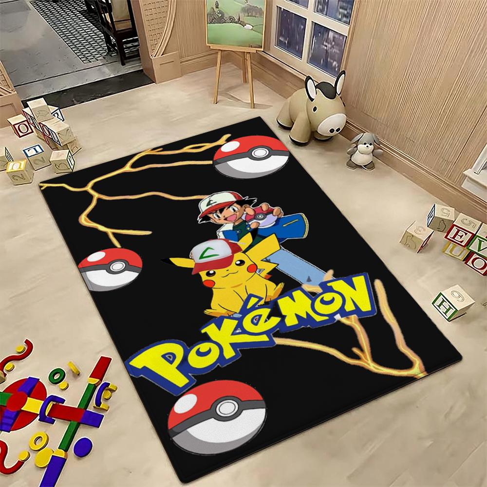 Pikachu Unleashes Rectangular Rug Thick Nonslip Carpet For Gaming Room Play Area Home Party Decor Gift For Friends