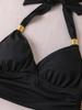 Solid Ribbed Tie Side Sexy Bikini Set Comfortable Elegant Two Piece Swimwear