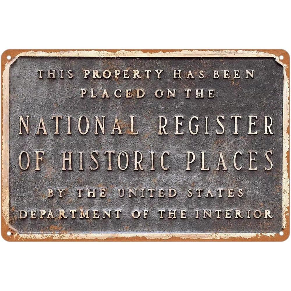 

Винтажный металлический знак Национальный регистр исторических мест Ретро жестяная вывеска настенное украшение Уникальное искусство для дома Декор стены в стиле ретро 20x30cm белый