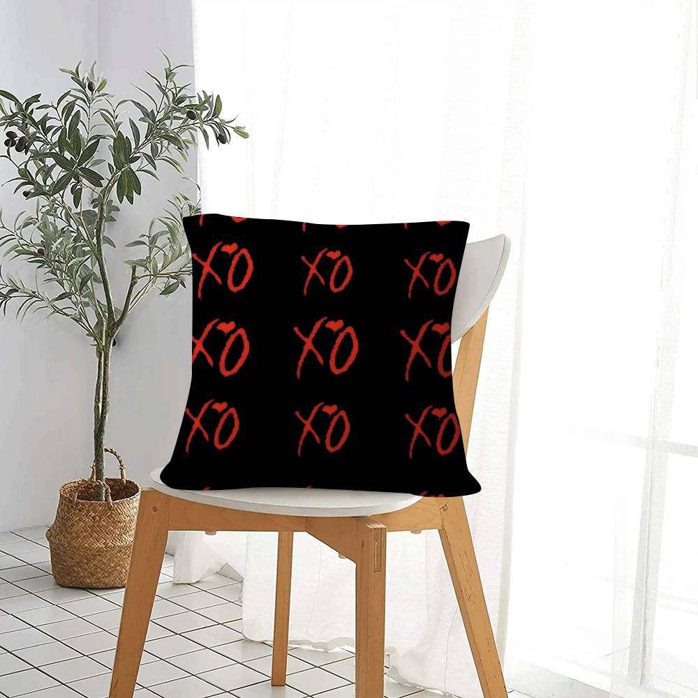 Federe per Cuscino Rapper The Weeknd Xo Cartone Animato Divano Decorativo Casa Stampa Double-Sided Peluche Corto Cuscino Carino