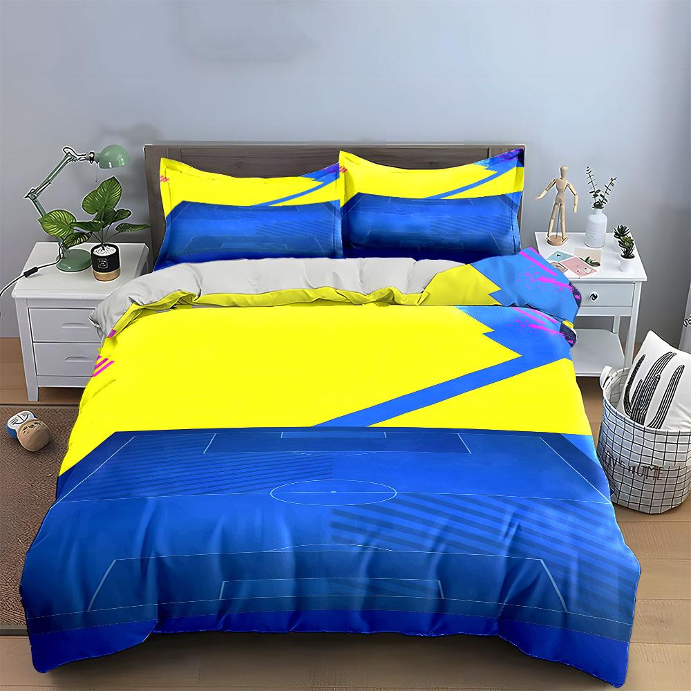 Giallo, blu, design geometrico. Set lenzuola Set copripiumino Copripiumini Federe(1 * Copripiumino 2 * Federe, senza piumino)