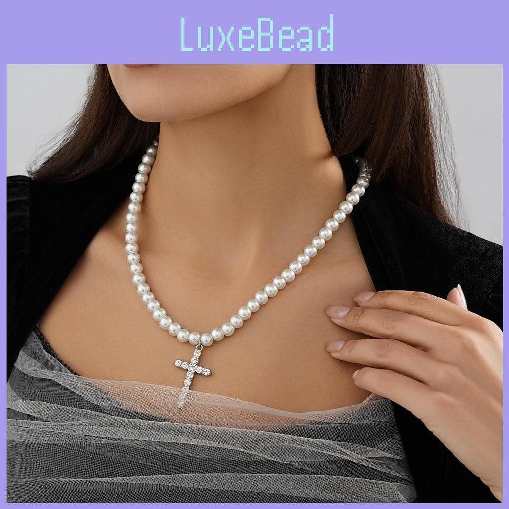 Elegant Silver Cross Pendant Necklace With Dazzling Rhinestones For Women
