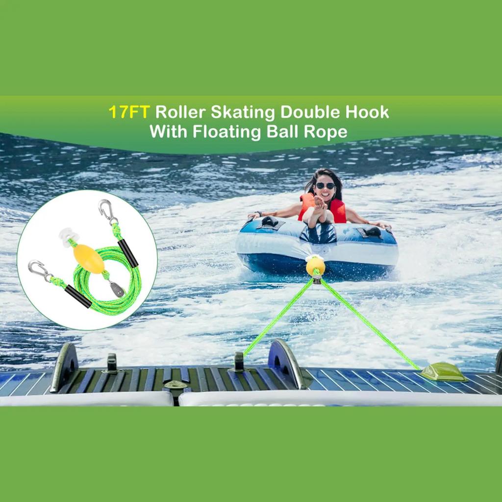 Wytrzymała lina holownicza do łodzi 17FT z 2 hakami, Pływający pas bezpieczeństwa narciarza wodnego do wakeboardingu, tubingu, Lina holownicza do sportów wodnych
