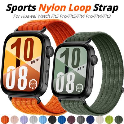 Pulseira de Nylon com Argola para Huawei Watch Fit 5 4 3 Cinta Banda Confortável Respirável para Huawei Fit 5 Pro/4 Pro Acessórios de Pulseira Esportiva