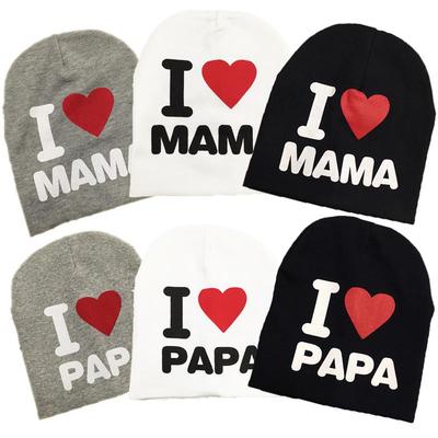 Cute Letter I Love Mama Papa Baby Hat Cap Spring Autumn Girls Boys Knitted Cotton Beanie Caps