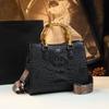 Crocodile Print Bag, High-end Style, Bamboo Joint Hand-held Tote Bag, Versatile Leather Women's Bag