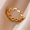 Stainless Steel Rings for Women Gold Plated Adjustable Couple Ring New In Accessories Aesthetic Waterproof Zircon Anillos Mujer