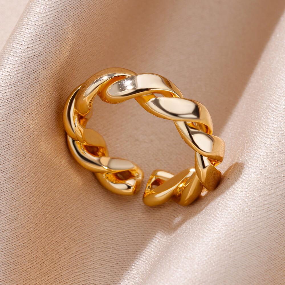 Stainless Steel Rings for Women Gold Plated Adjustable Couple Ring New In Accessories Aesthetic Waterproof Zircon Anillos Mujer