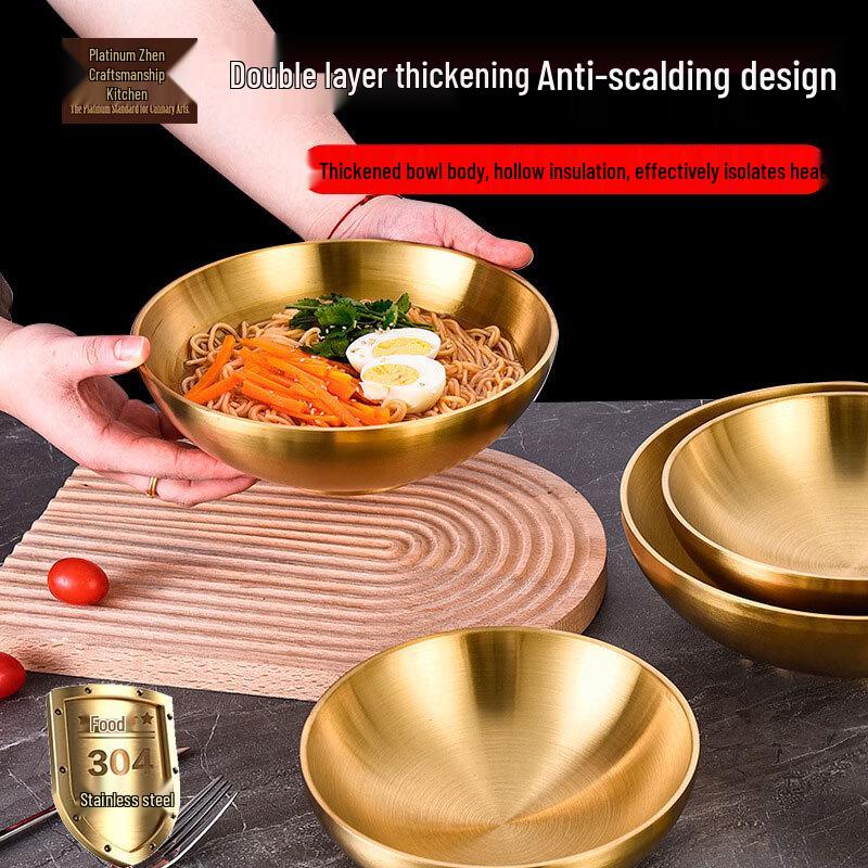 Bozhen Jiangchu Golden 304 Stainless Steel Noodle Bowl