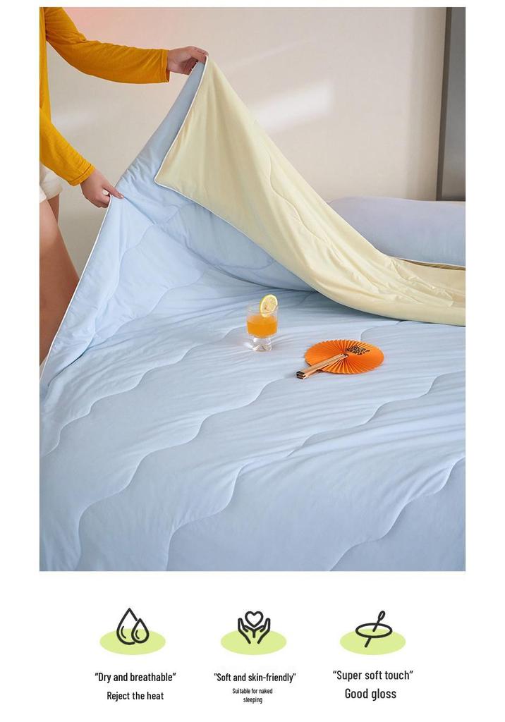 A-Class Cool Ice Silk Summer Quilt - Breathable, Machine Washable, for Single/Double Beds