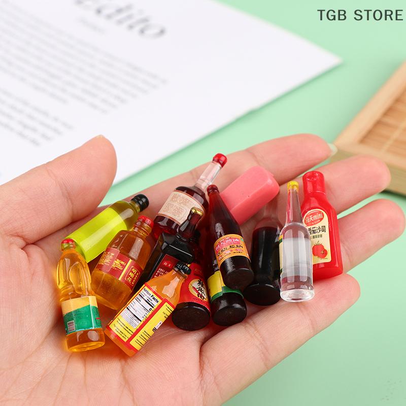 5Pcs Miniature Dollhouse Kitchen Condiment Oil Vinegar Soy Sauce Detergent Model For Dollhouse Accessories Decoration