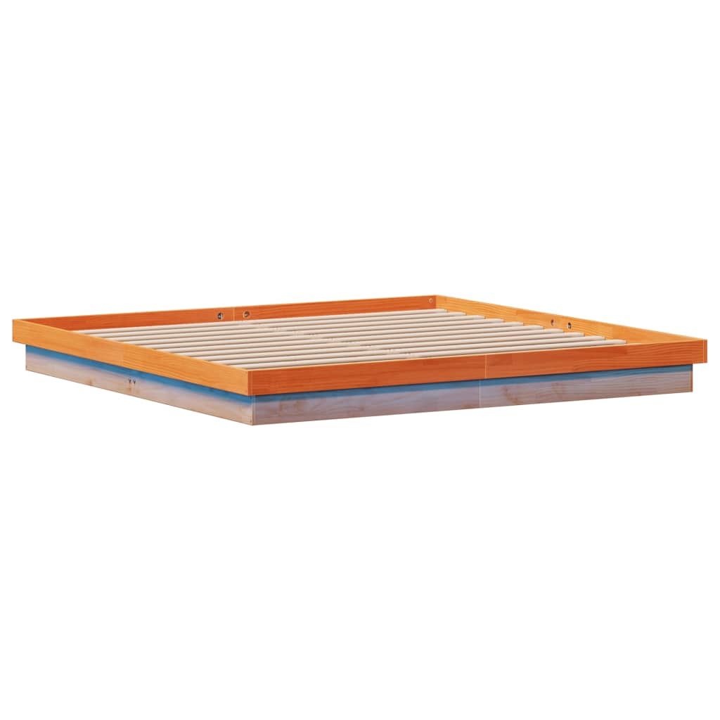 Vidaxl Rama Łóżka Z Led, Woskowy Brąz, 200X200 Cm, Lite Drewno Sosnowe