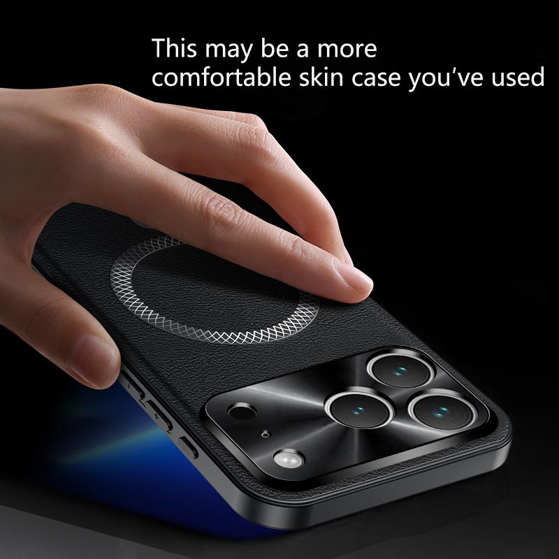 Retro Magsafe PU Leather Phone Case For iPhone 17 16 15 14 Plus 13 12 11 Pro Max 16e Metal Camera Protection Frame Back Cover