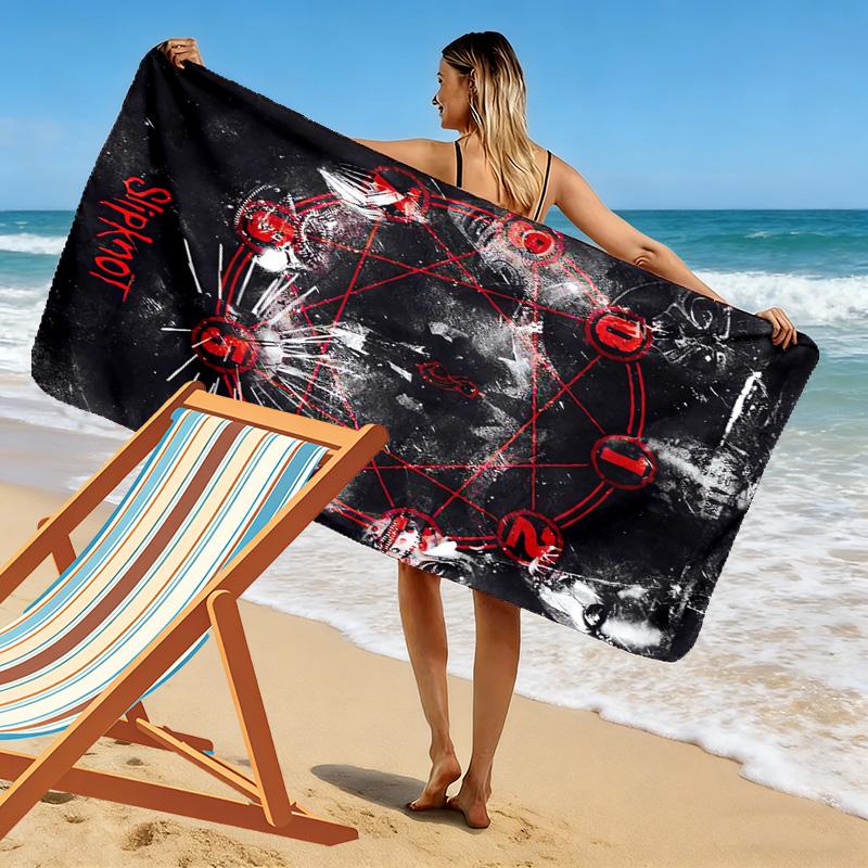 Slipknot: Chaos Rebellion Strandtuch weich Tragbar für Reisen Absorbierendes Badetuch schnelltrocknendes Badetuch Schwimm-Druck Reise- und Urlaubstücher