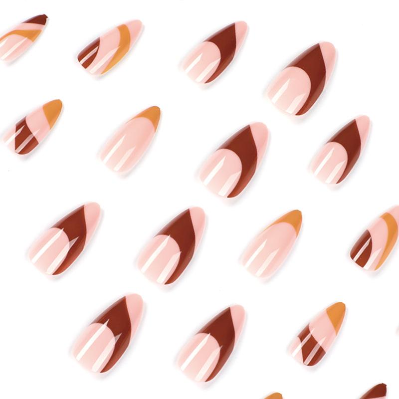 Nail art piece Brown French edge Autumn wear Nail removable Nail art wear Nail art press on nails
