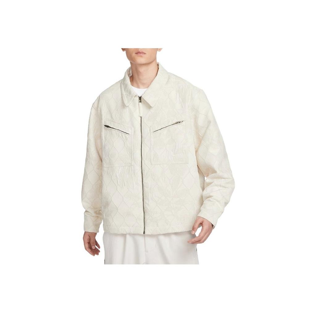 Nike Solid Waterproof Multipocket Casual Jacket Men Outerwear Ivory-White FN2673-110