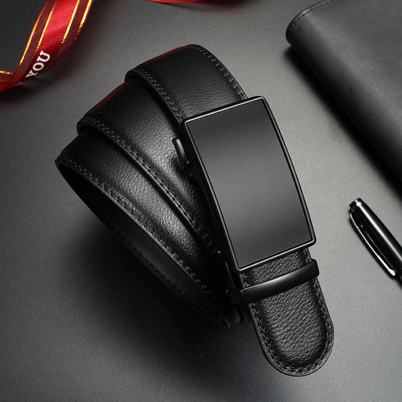 Men s Genuine Leather Belt Automatic Buckle Belt Business Leather Pants Belt 130cm