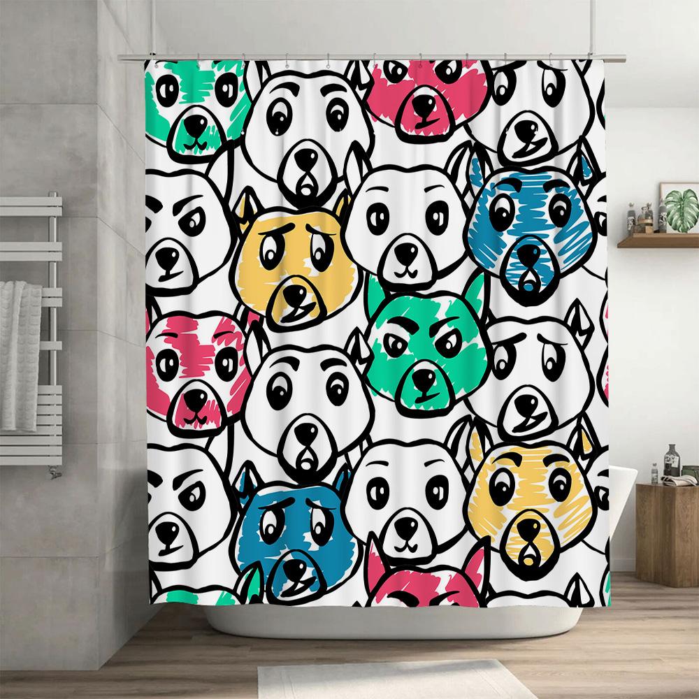 Tkanina Zasłony Prysznicowej ze Wzorem Zwierzęcym Dekoracja Łazienki Rozmiar na Zamówienie Wodoodporna Zmywalna Dekoracja Domu