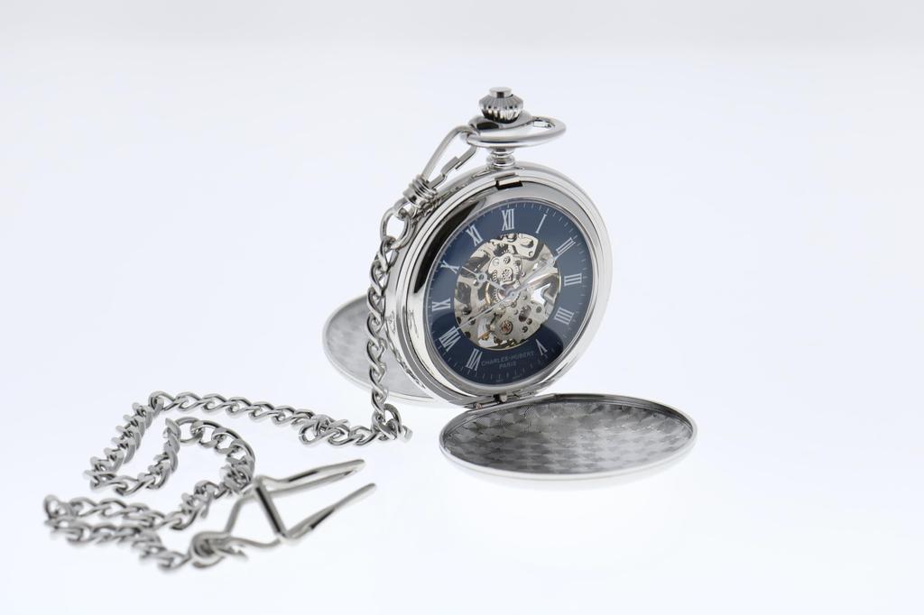 Charles-Hubert Paris Double Hunter DWA-062 Men's Mechanical Hand-Wound Pocket Watch