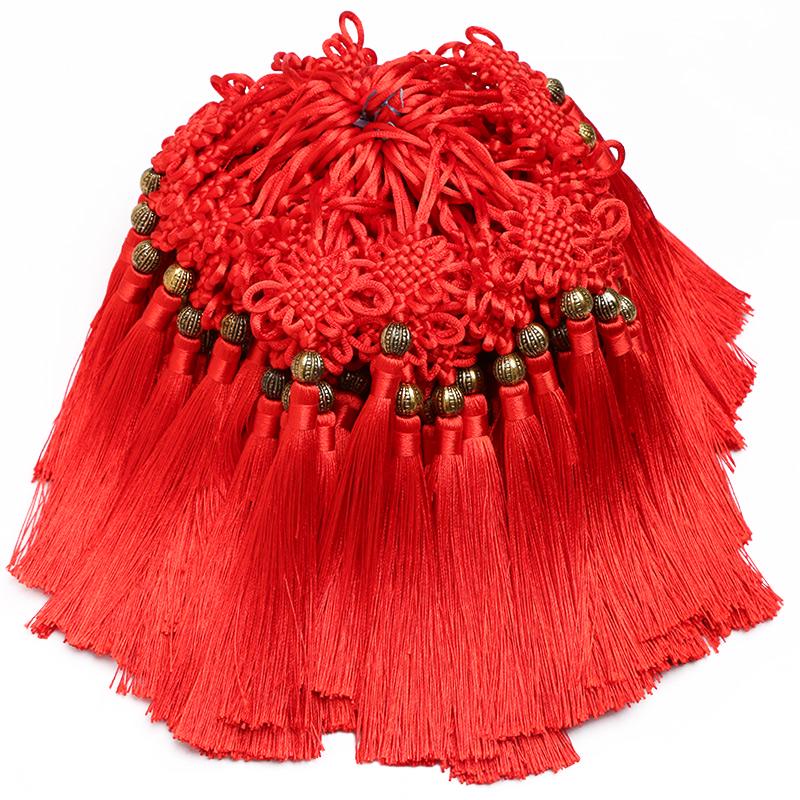 Small Chinese Knot Pendant DIY Tassel - Festive Red 6/8 Plate Hanging Ornament