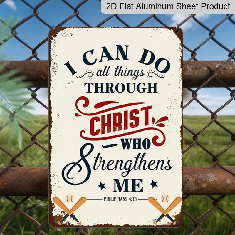 2D Flat 1pc Baseball Christian Quote Metal Sign 7.87x11.81inch - Aluminum Baseball Themed Inspirational Decor for Home, Garage, Man Cave, Sports Room