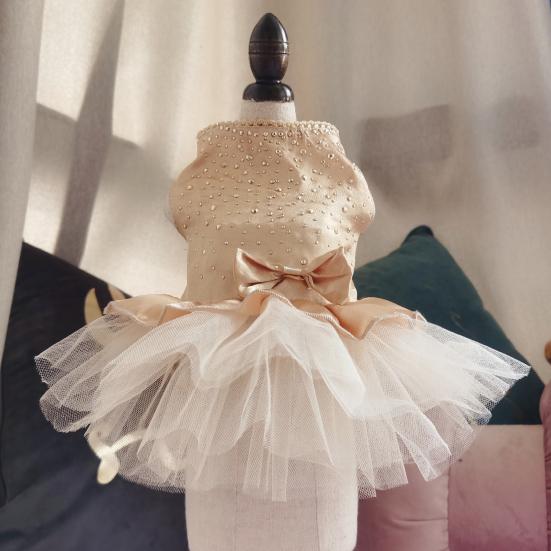 Yousheng Pet Princess Dress Sparkly Bow And Sequins Tutu Dress Soft Dog Cat Costume Cute Party Outfit for Small Animals