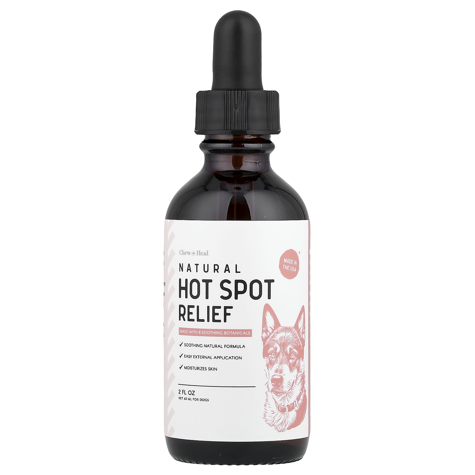 

Chew + Heal Натуральное средство для снятия покраснений, Для собак, 60 мл (2 жидких унции)