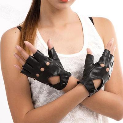 Nouveaux Gants sans Doigts Chauds Noirs Demi-Doigts Gants de Conduite Cuir PU