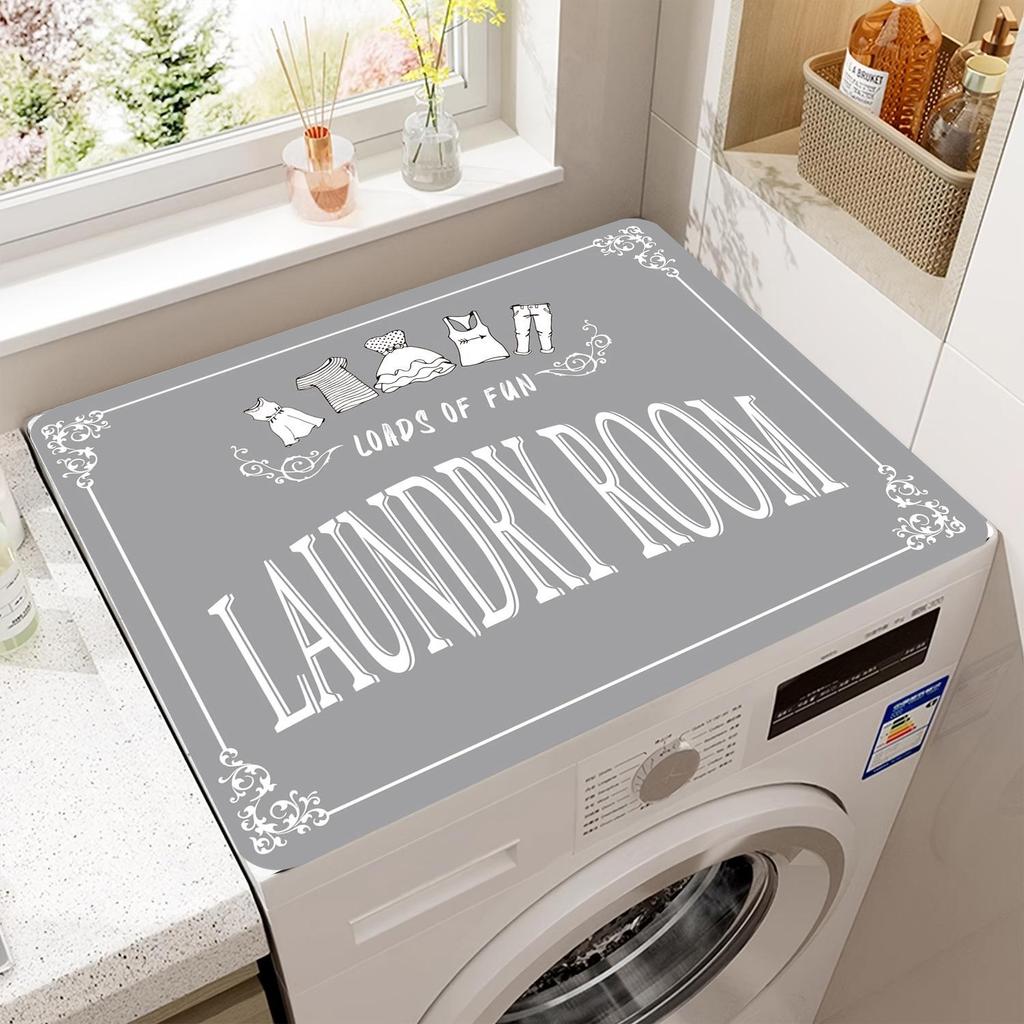 Wabi-Sabi Style Anti-Slip Dustproof Washing Machine Lid Cover Pad with Water Absorption.