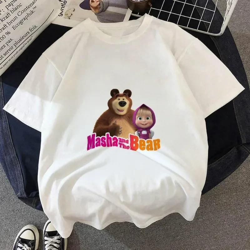 New 2026 Mashas and The Bears Kids Clothing Tees Summer Printed Cartoon Girls Short Sleeve Childrens T Shirts Crewneck 100
