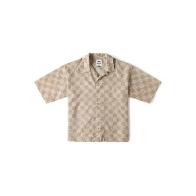 X Hirono Collaboration SS24 Brand Logo Plaid Print Comfortable Polo Shirt Unisex Shirts Oatmeal VN000K9TE1F