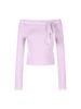 Women's Purple Mesh Lace-Up One-Shoulder Knit Top - Autumn/Winter, Slim-Fit, Off-Shoulder Long Sleeve, Stunning Pure Desire Style