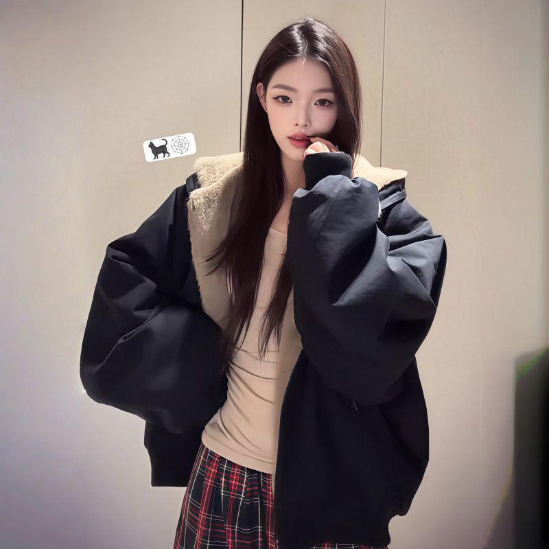 Women's 2025 Winter Double-Sided Velvet Snow Eagle Retro Cotton Parka Coat
