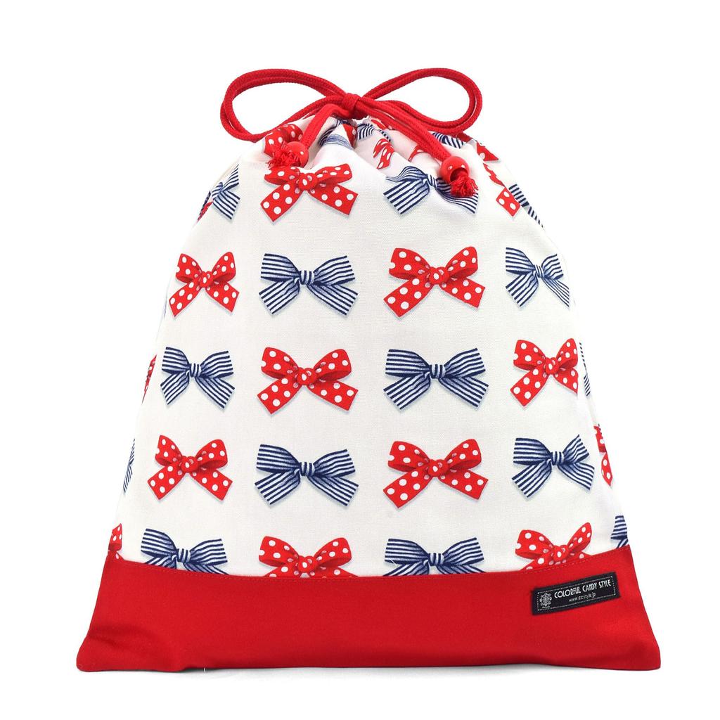 BAREVNÁ CUKROVINKOVÁ TAŠKA NA OBLEČENÍ SE ŠTÍRKAMI, VELKÁ (s jmenovkou) s klínkem na rukojeti s puntíky a pruhovanou francouzskou stuhou (Slonová kost) Sada 3 dívek