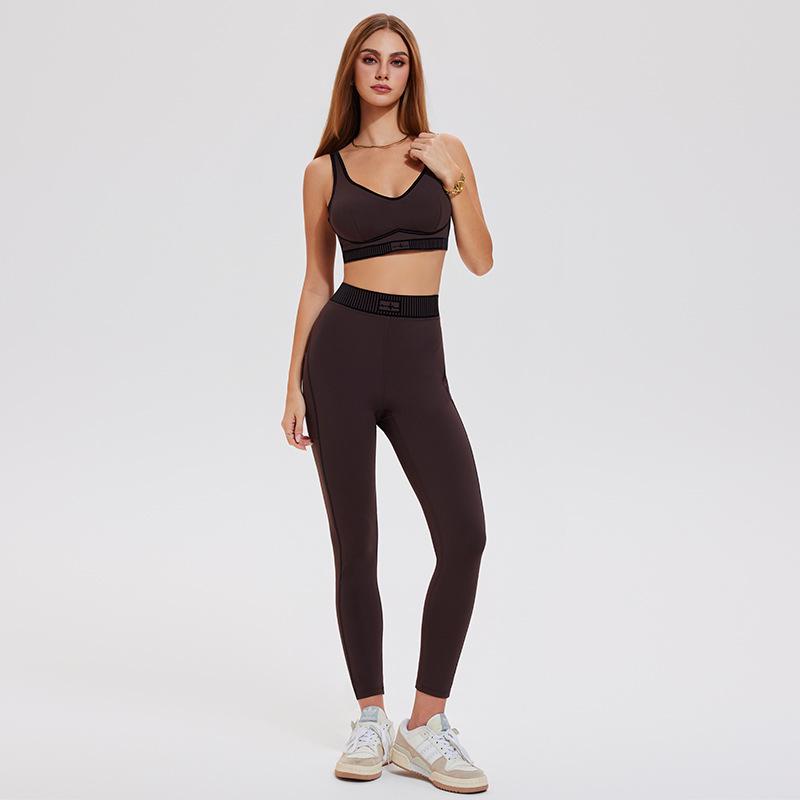 Women's Cross-Border Yoga Set: Stylish Elastic Two-Piece with Chest Pads for Pilates and Fitness