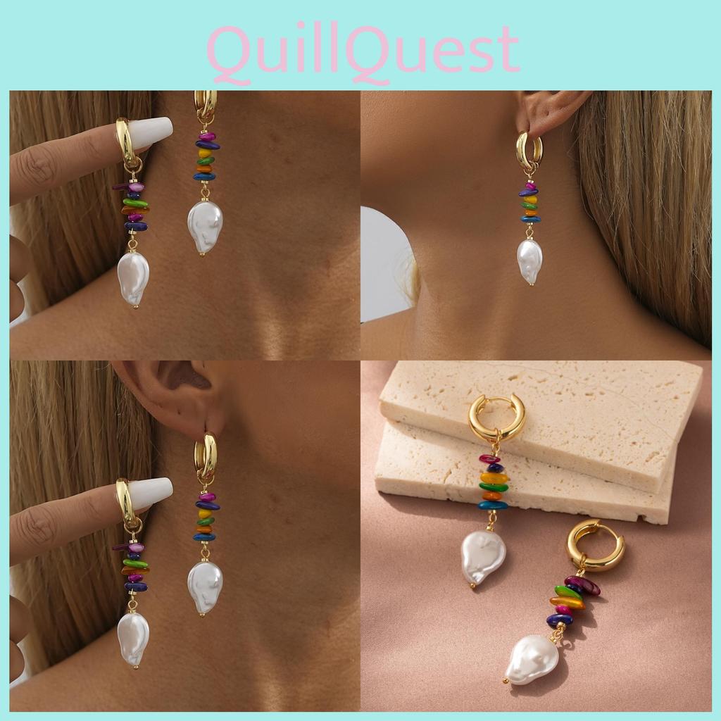 Autumn 2023 Trendy Earrings With Colorful Natural Stones And Imitation Pearls