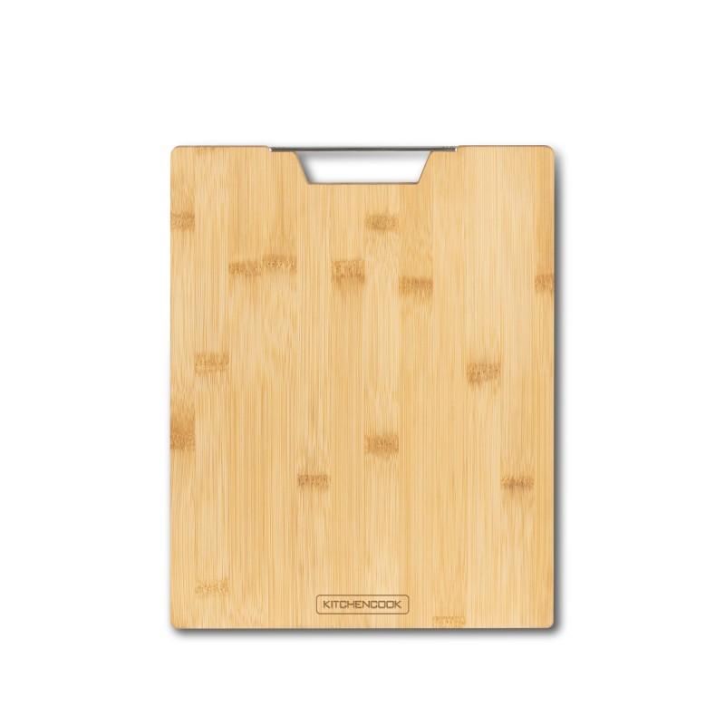 Kitchencook - Planche_3225 - Planche à Découper En Bambou - Poignée Métal - 32x25x1,5 Cm
