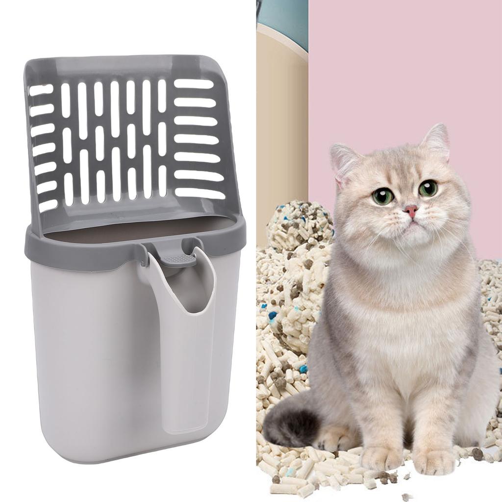 Integrated Cat Litter Scoop with Waste Can and Trash Bag Large Capacity Detachable Cat Litter Shovel