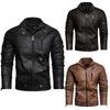 Men's Lapel Leather Jacket High Quality Simulated Leather PU Jacket Motorcycle Jacket