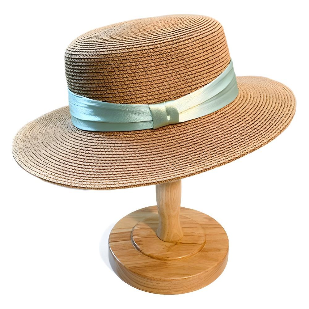 French Style Beach Flat Top Hat Breathable Women's Sun Hat Sunscreen Straw Woven Hat  Outdoor