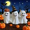 Halloween Ghost Figurine Cute 3 Ghosts Holding Hands Statue Resin Tabletop Ornament for Indoor Bookshelf Windowsill Decor