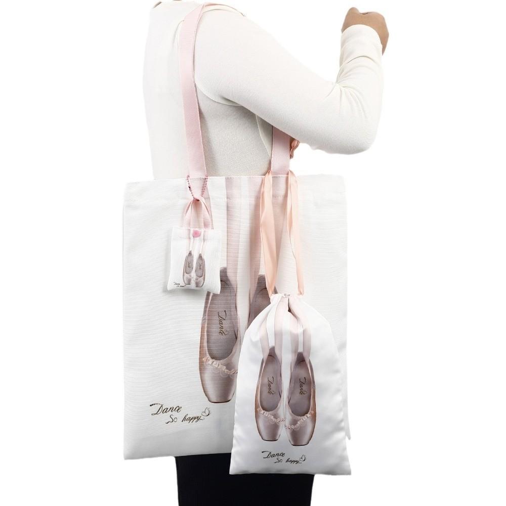 Large Capacity Ballet Shoulder Bag Canvas Mini Bag Pendant Toe Shoes Drawstring Bag Travel