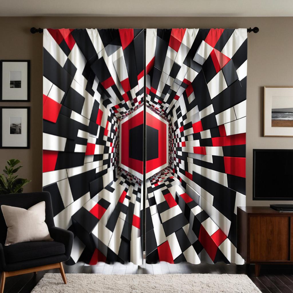 2 ST HD digital svartvitt serie tredimensionella svartvita chevron-gardiner heminredningsstil dekoration li