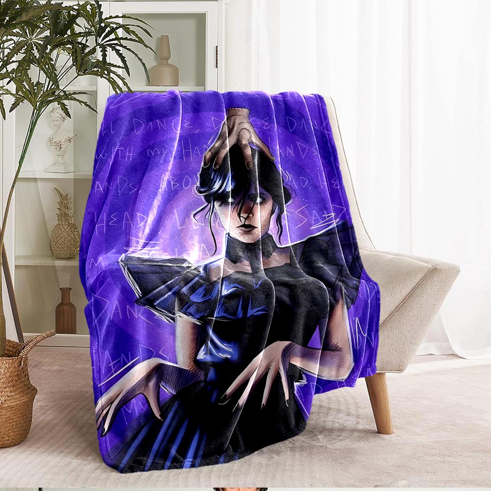 Wednesday Theme Printed Blanket - Perfect for Couch, Bed, Travel & Outdoor Use | Machine Washable, Cozy & Durable.