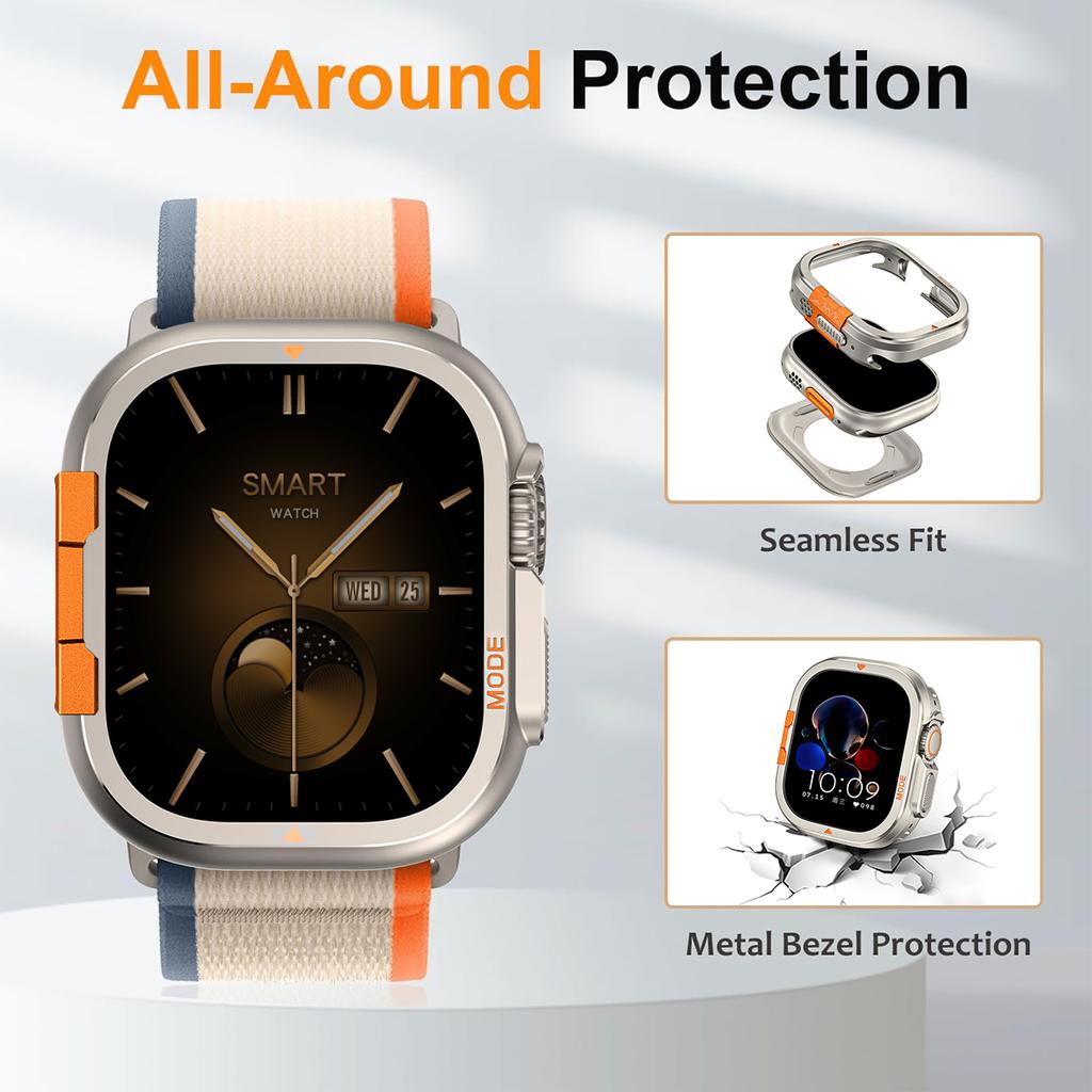 Custodia Metallica per Apple Watch Ultra 3 49mm 46mm Custodia Protettiva Copertura in Alluminio Telaio Paraurti per IWatch Serie 11 10 9 8 7 6 5 4 SE