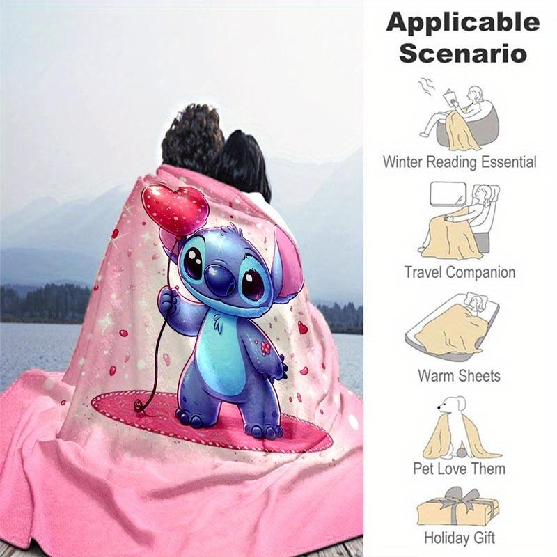 1pc Stitch Printing Blanket - Soft, All-Season Throw for Office Blanket, Personalized Gift with Adorable Cartoon Design