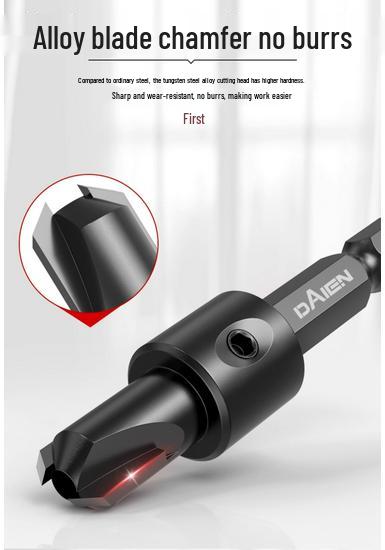 Hex Shank 90° Woodworking Countersink Drill Bit for Pilot Holes and Self-Tapping Screws